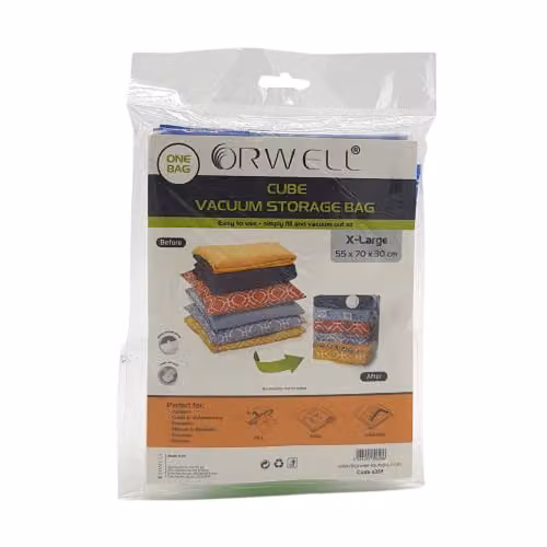 Orwell Cube Vacuum Storage Bag X-Large, Transparent White, W: 55 cm, D: 70 cm, H: 30 cm, 1 pack – 1