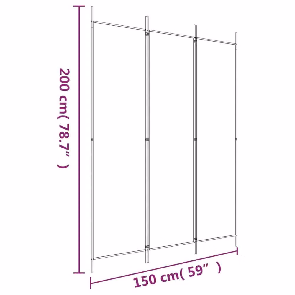 Berkfield Home 3-Panel Fabric Room Divider, Brown, W/H: 200 x 150 cm – 6