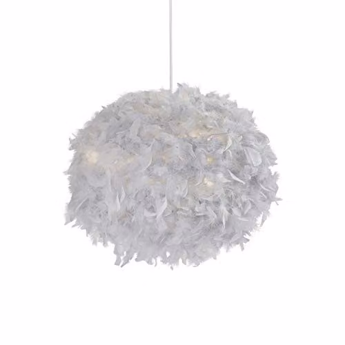 Lady House Grey Round Feather Pendant Light Shade Diameter: 50 cm