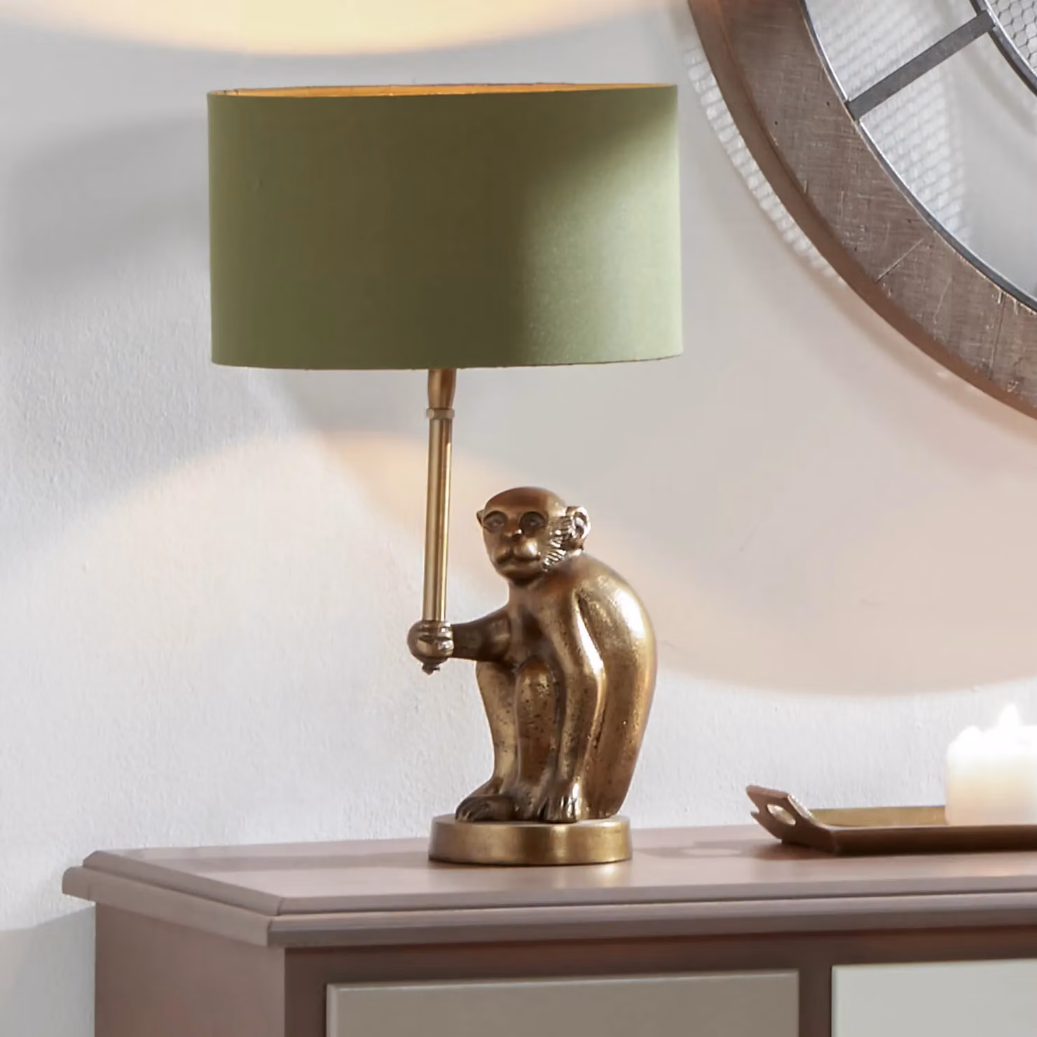 Ruma Sage Green Cylinder Poly Cotton Lampshade for Table and Floor Lamps, Diameter: 45.72 cm – 3