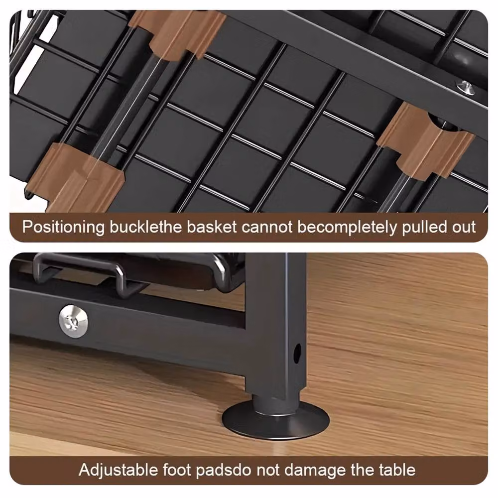 SPETLEK 2-Tier Metal Pull Out Under Sink Kitchen Cupboard Basket in Black – 4