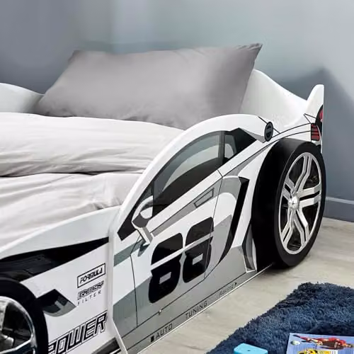 Julian Bowen Storm White and Grey Racer Car Bed Frame for Children, H58 x W112 x D230 cm – 6