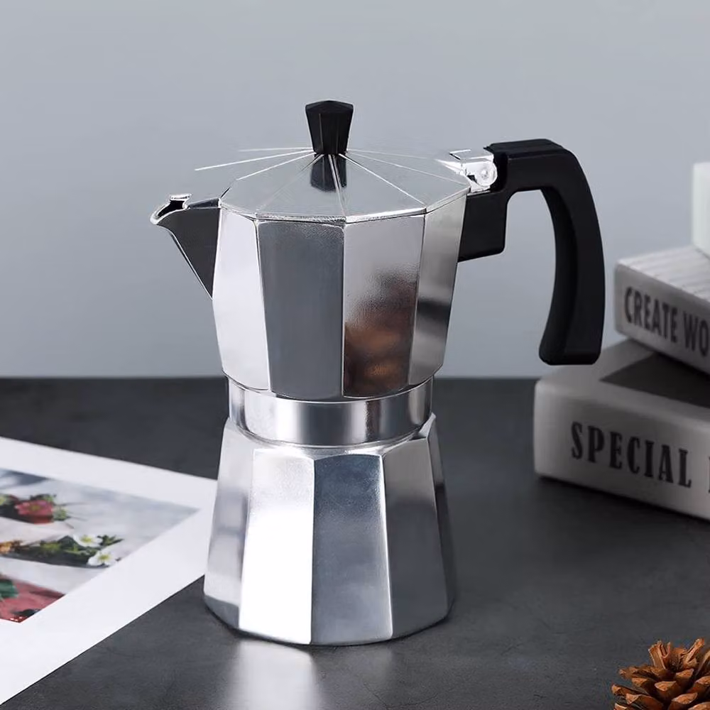 Living and Home Italian Moka Coffee Pot Stovetop Espresso Maker, 450 ml, Silver – 2