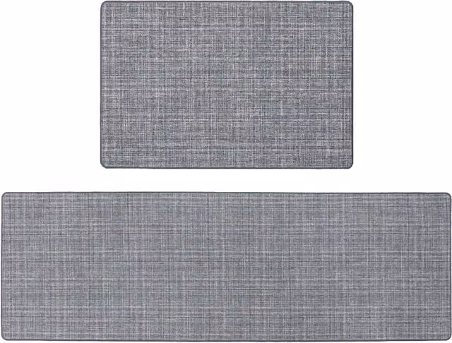 JVL Elegance Grey Doormat and Runner Set with Non-Slip Rubber Backing
