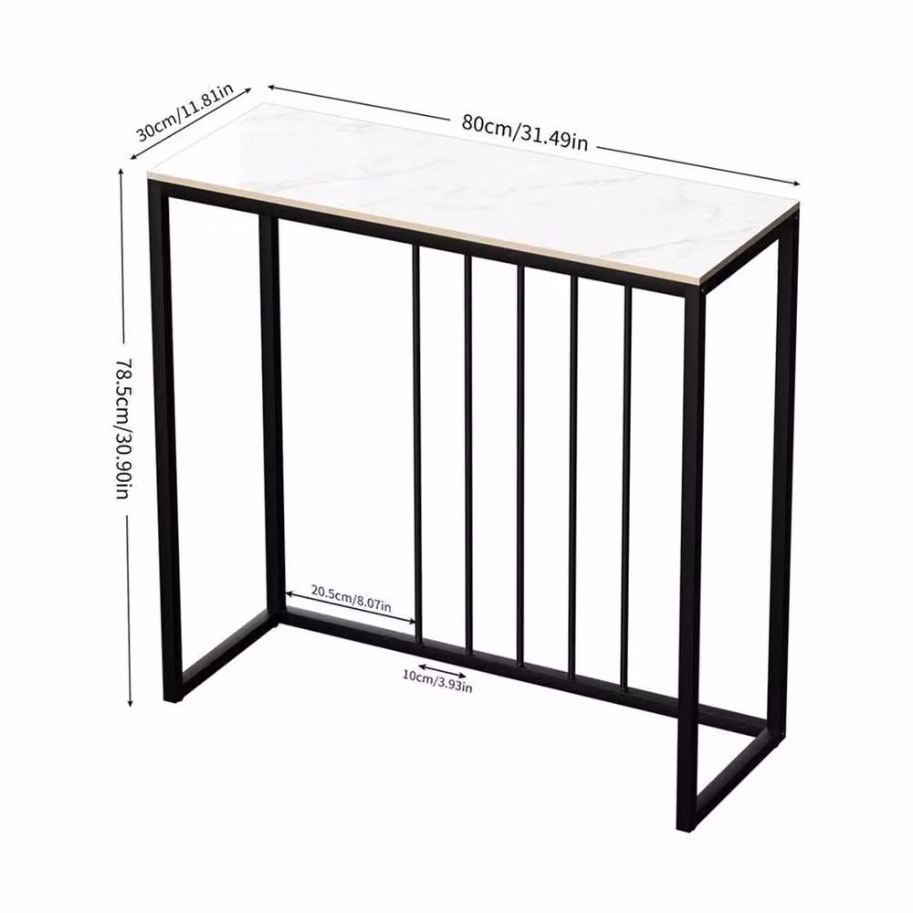 FORGEVIO Modern Marble Console Table in Black, Slim Rectangular Side Table for Hallways and Behind Sofas – 2