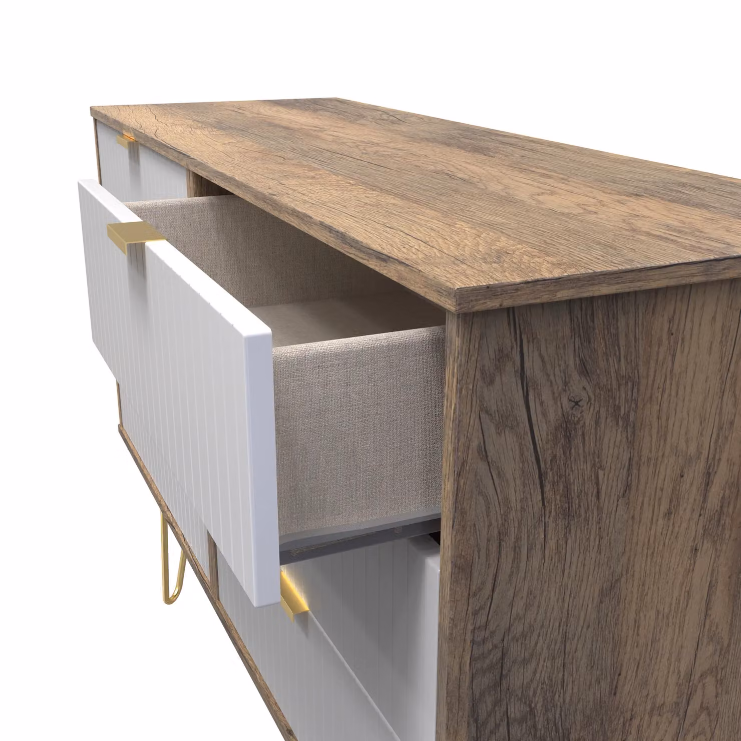 2 U Bexley 6 Drawer Chest, Ready Assembled, Modern Geometric Design in White, Gold and Multicolour – 3