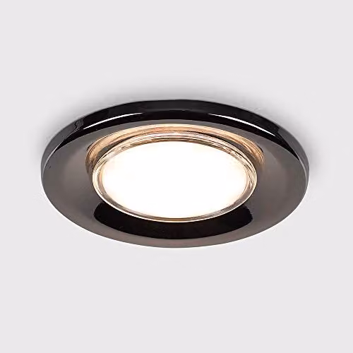 MiniSun Pack of 10 Black Chrome GU10 Recessed LED Ceiling Downlights with 3000K Warm White Bulbs – 2