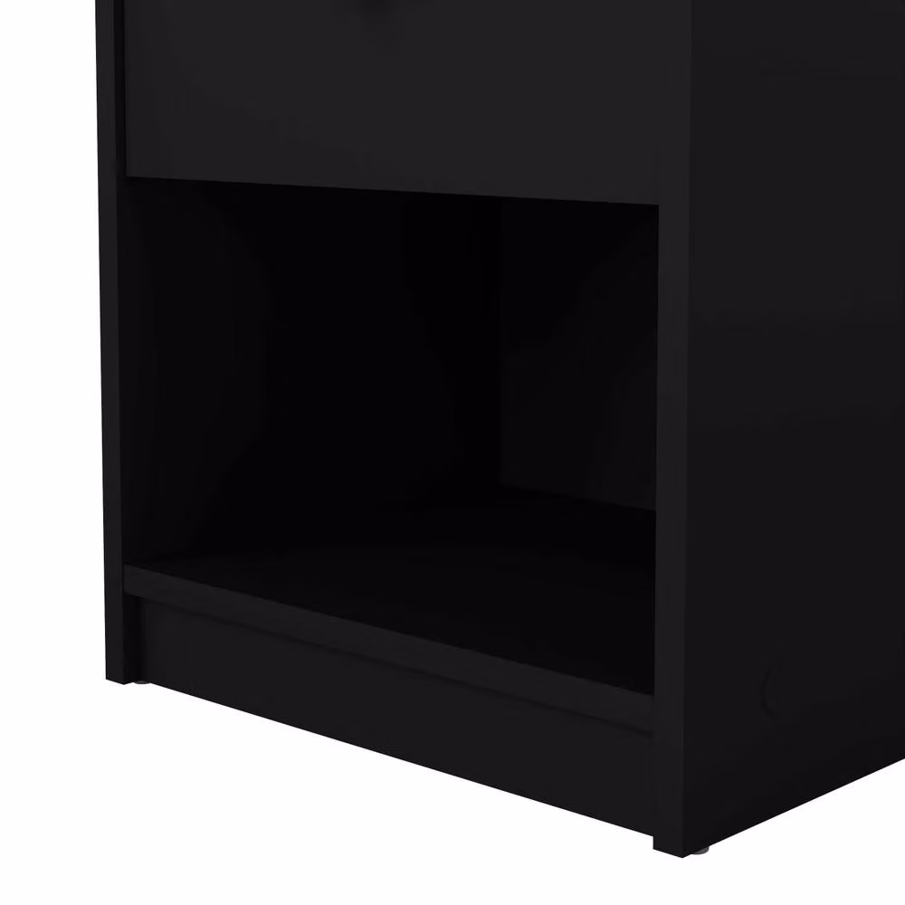 Wyld Haus Tainan Black Bedside Table with 1 Drawer and 1 Shelf, W/D/H: 30.1 x 37.9 x 48.4 cm – 5
