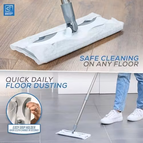 The Dustpan and Brush Store Static Floor Sweeper Mop Kit with 10 Dry Wipes in Grey and White – 4