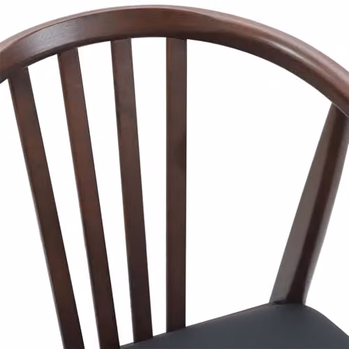 vidaXL Set of 2 Dining Chairs in Solid Rubberwood with Synthetic Leather, Black and Light Brown – 6