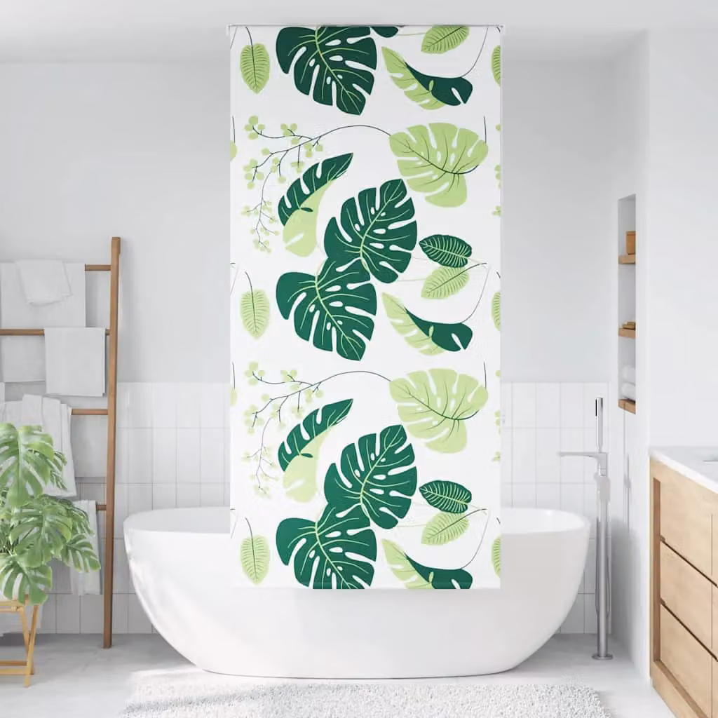 Berkfield Home Green Opaque Shower Roller Blind, W: 110 cm, H: 240 cm – 2