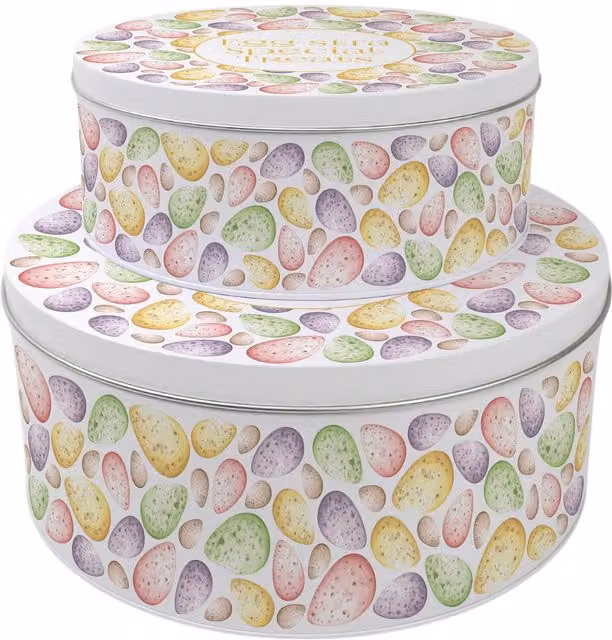 Purely Home Egg-stra Special Treats Round Cake Tin Set in Multicoloured and White