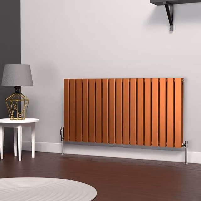 Lux Heat Flat Horizontal Double Steel Radiator in Metallic Copper, H: 60 cm x W: 119 cm