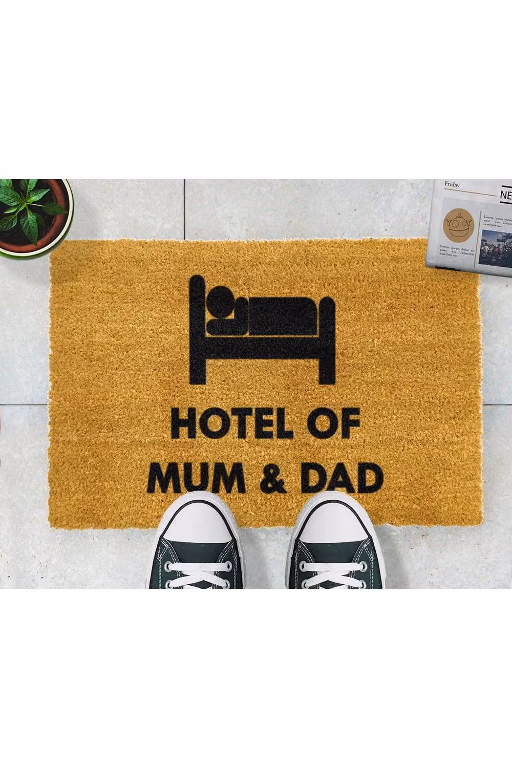 Artsy Mats Hotel of Mum & Dad Coir Doormat, Black and Brown, W: 60 cm, D: 40 cm – 3
