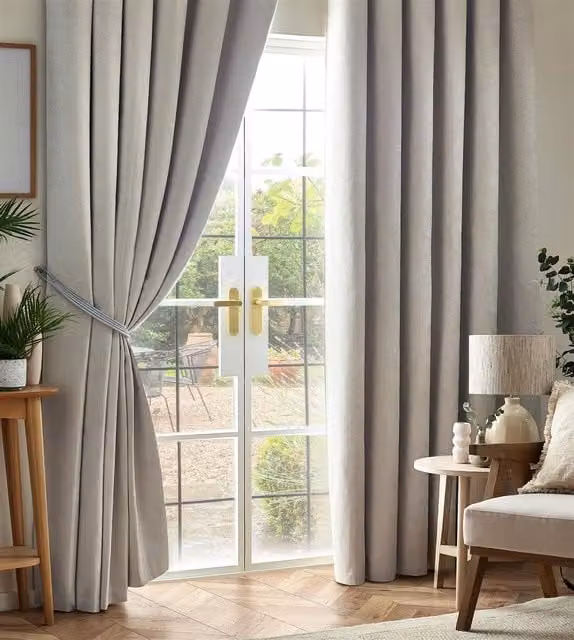 Luxury Living Silver Chenille Blackout Pencil Pleat Top Curtains, Width: 168 cm, Drop: 229 cm – 1
