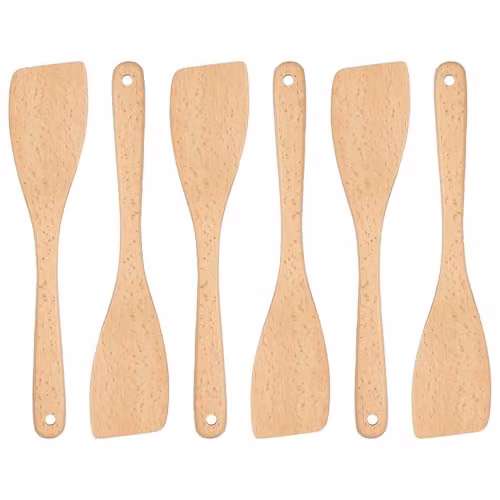 Argon Tableware Wooden Spatulas, Pack of 6, Brown, Heat Resistant and Non-Scratch – 1