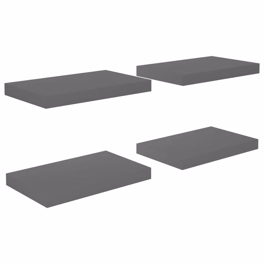 Berkfield Home Set of 4 Durable Floating Wall Shelves in High Gloss Grey, W/D/H: 40 x 23 x 3.8 cm – 3