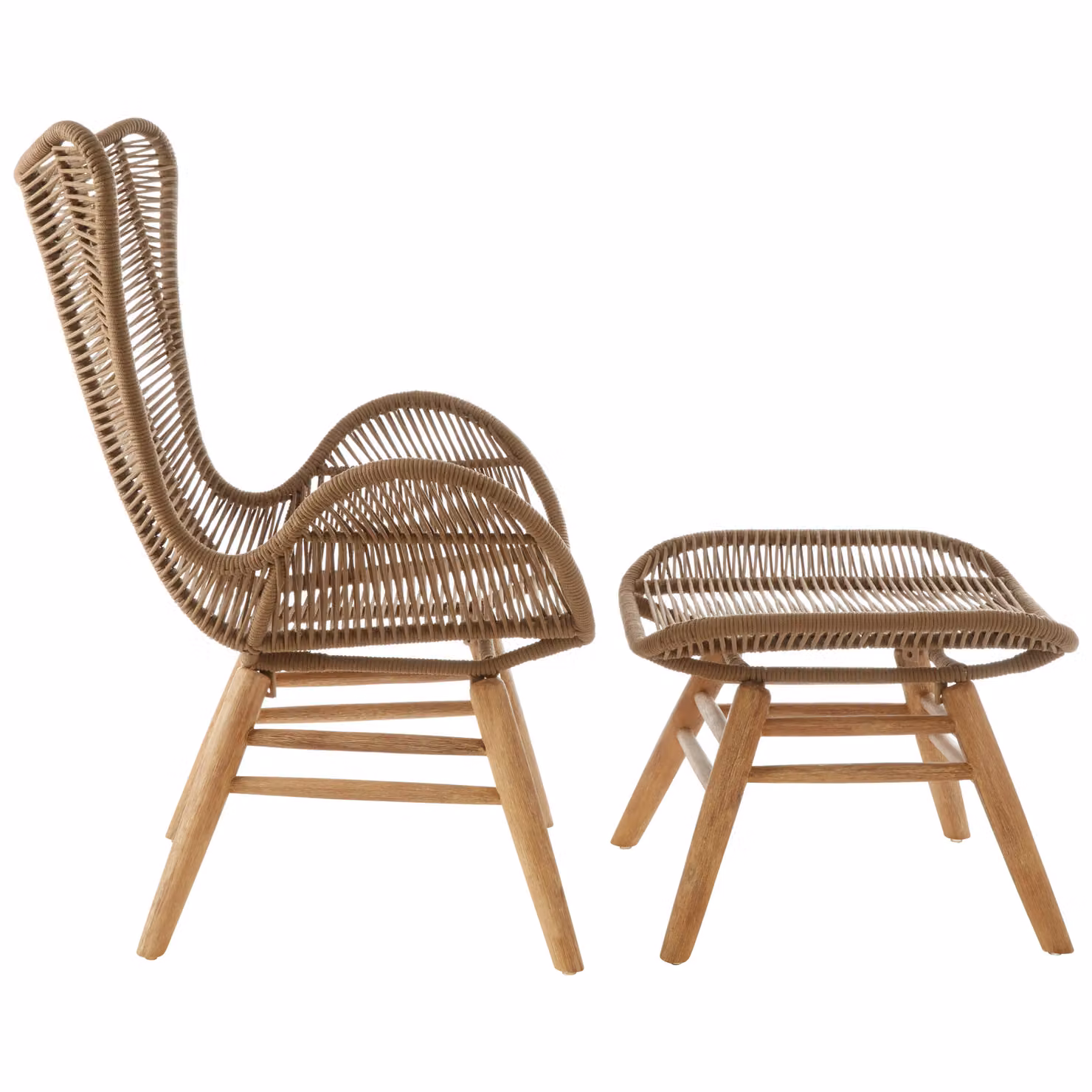 Fifty Five South Orsina Rope Lounge Chair and Footstool Set in Brown – 4