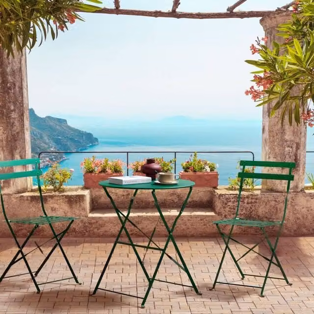 Wyld and Coco 3 Piece Folding Bistro Set in Dark Green Matt Steel