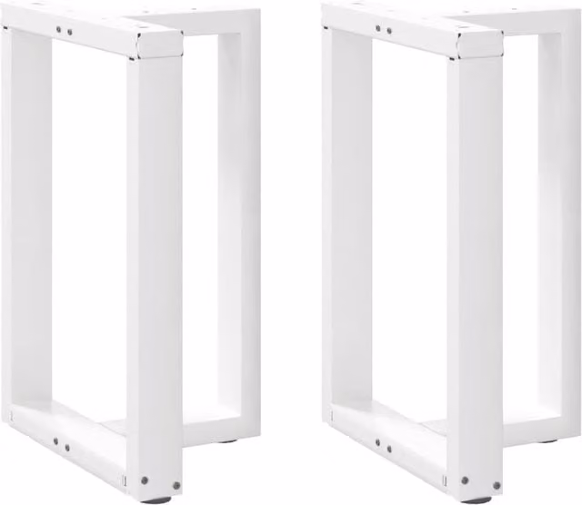 Berkfield Home T-Shaped Dining Table Legs, 2 Piece Set, White Matt Steel, W: 50 cm, D: 35 cm, H: 72-73 cm