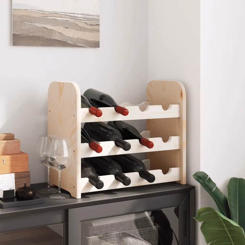 Berkfield Home Rustic Solid Wood Pine Wine Rack in Brown, W/D/H: 43 x 25 x 37 cm – 3