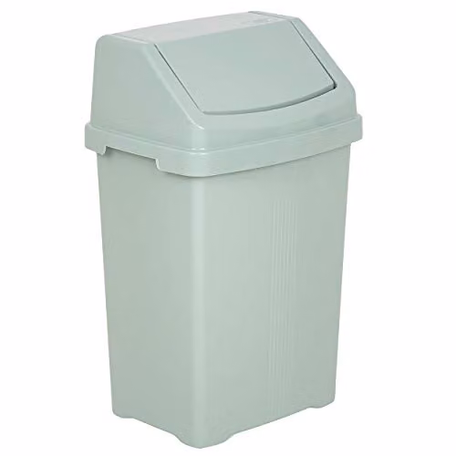 Wham 50l Plastic Flip Top Waste Bin in Silver Sage
