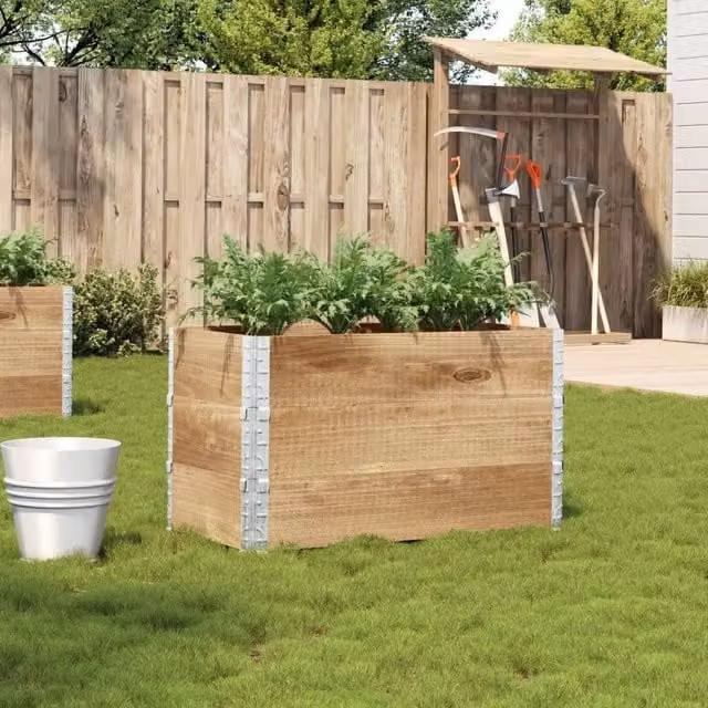 Berkfield Home Garden Brown Wooden Raised Bed Planter with Galvanised Steel, W: 100 cm, D: 50 cm – 1