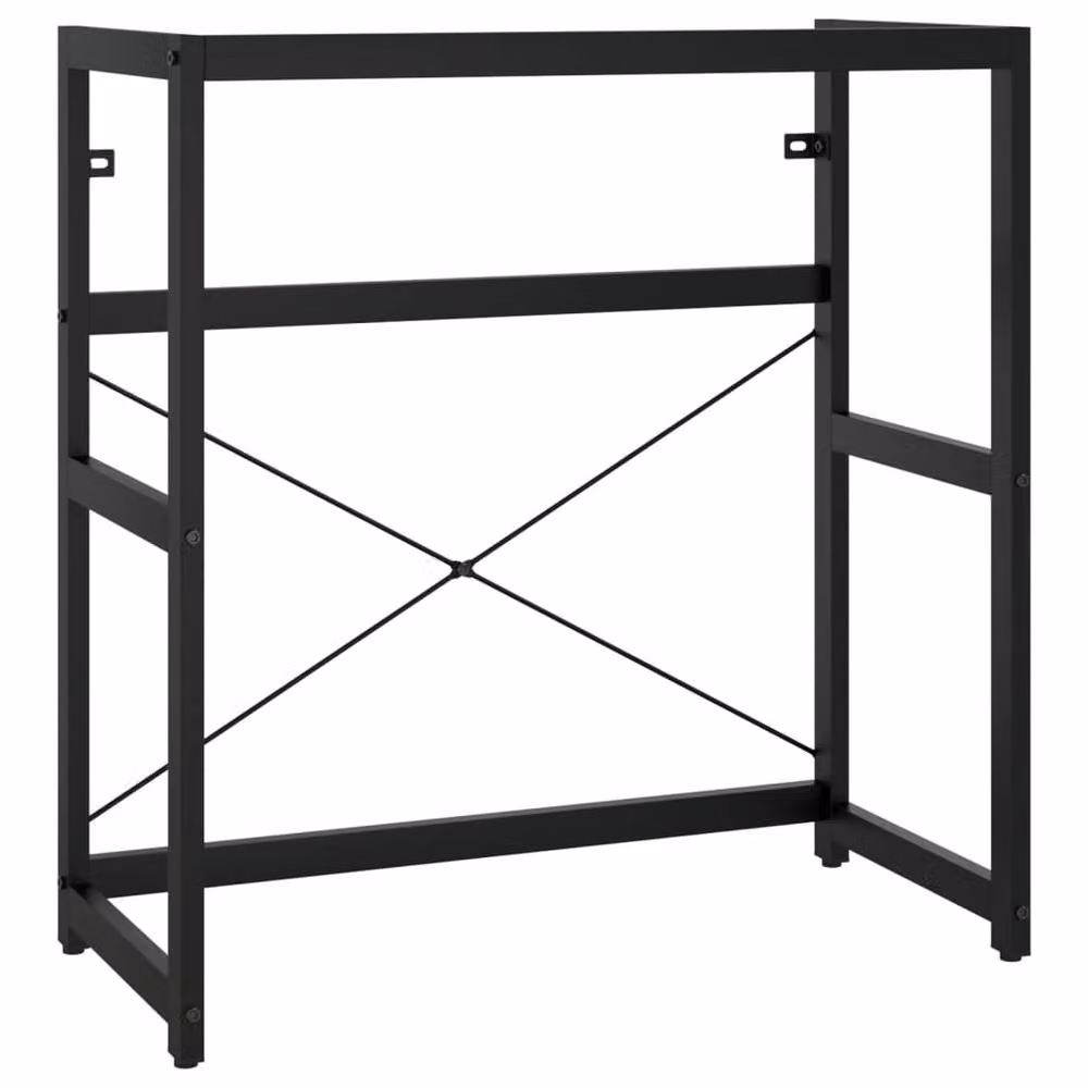 Berkfield Home Modern Bathroom Washbasin Frame with Built-in Ceramic Basin in Matt Black Metal – 3