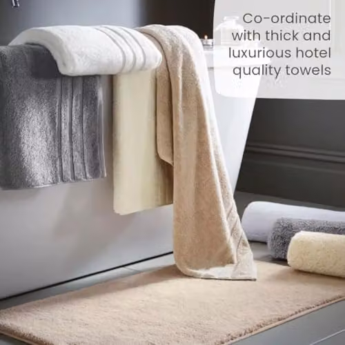 Allure Bath Fashions Non-Slip Cotton Bath Mat, Antibacterial and Washable, W: 50 cm, L: 80 cm, Beige – 4