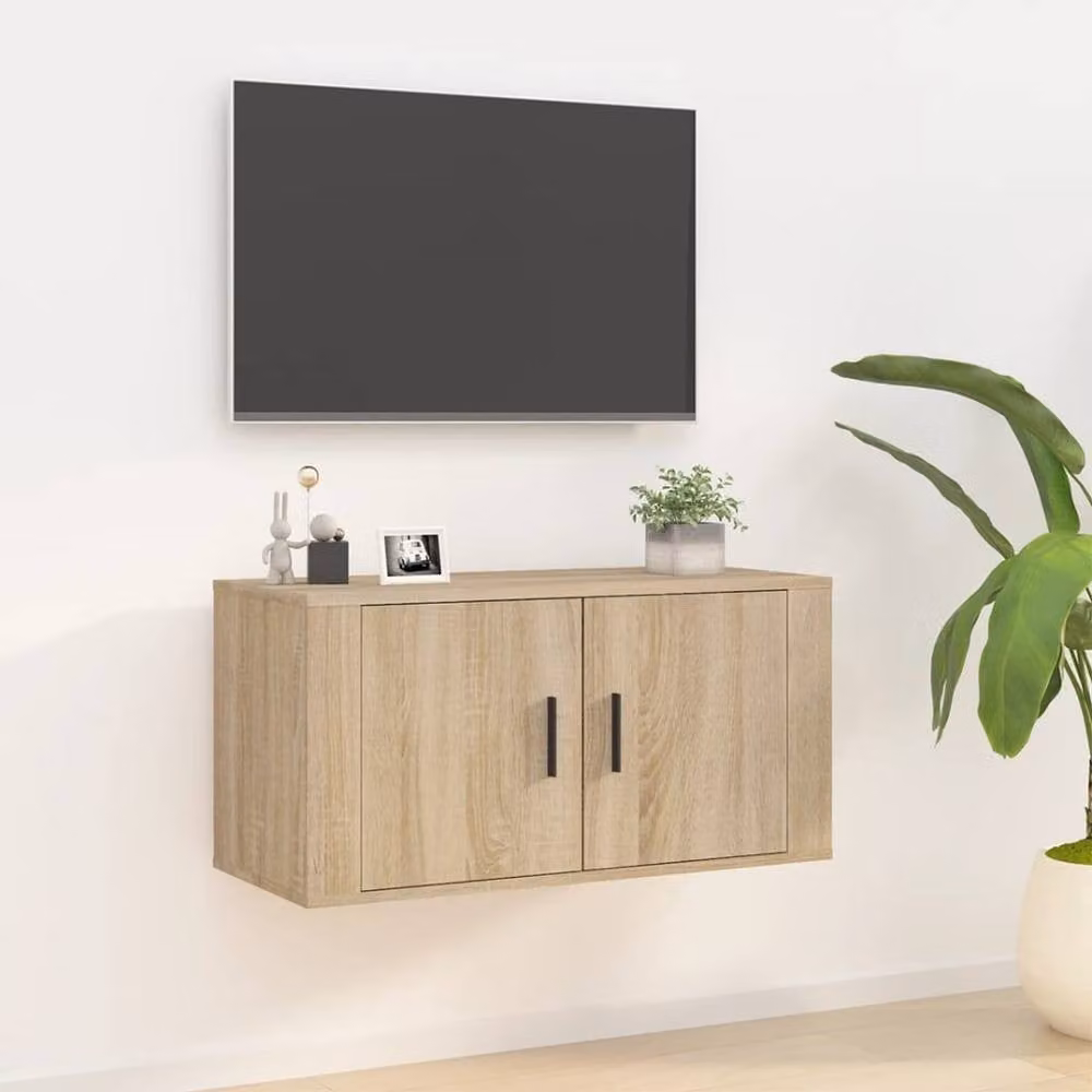 Berkfield Home Wall Mounted TV Cabinet in Sonoma Oak Beige, W: 80 cm, D: 40 cm, H: 34.5 cm – 1