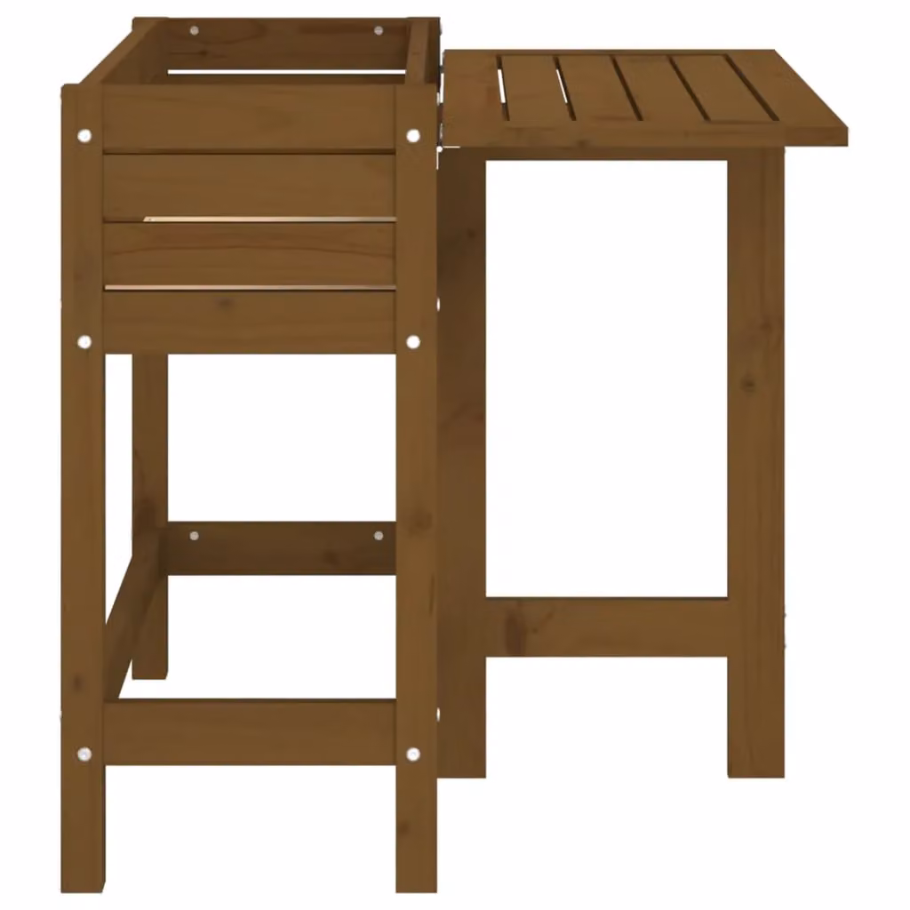 Berkfield Home Rustic Garden Planter with Folding Tabletop in Honey Brown Solid Pine Wood – 4