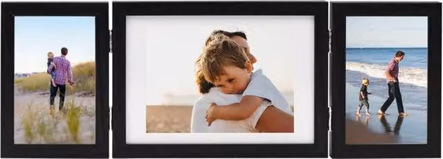 Berkfield Home Trifold Photo Frame Collage in Black, W: 22 cm, H: 15 cm