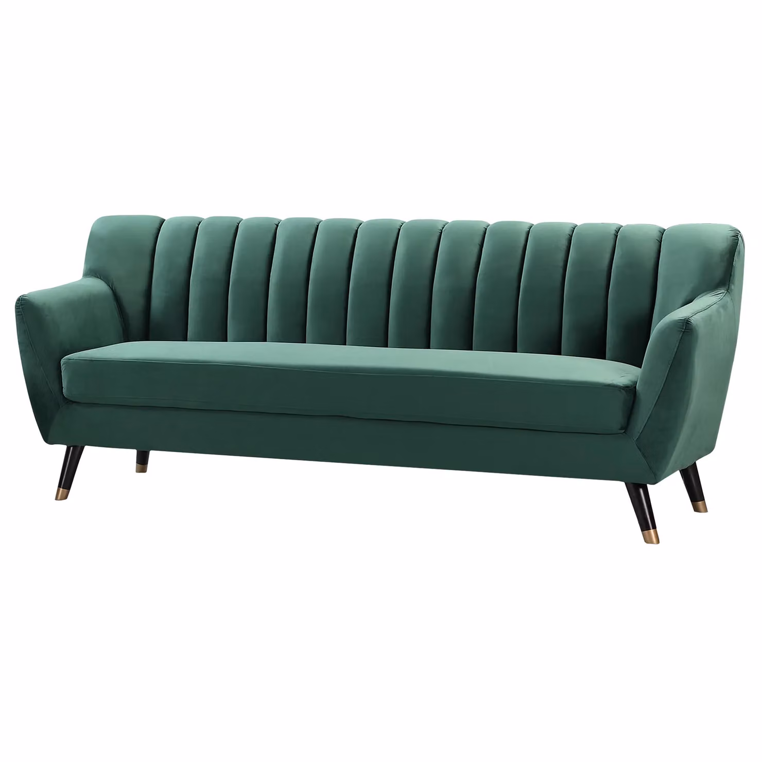 Artemis Home Morgan 3 Seat Green Velvet Upholstered Sofa with Solid Wood Frame – 2