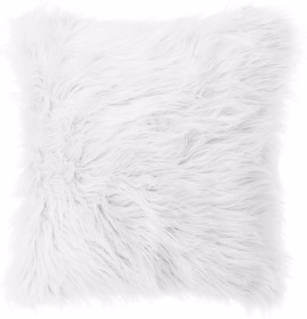 Livingandhome Square Fluffy Faux Fur Cushion Cover, White, W/D/H: 45 x 45 x 1 cm