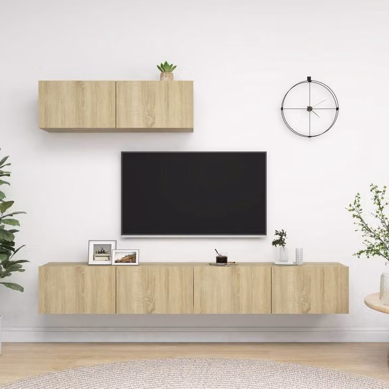 Berkfield Home 3-Piece Sonoma Oak TV Cabinet Set in Light Tan Beige