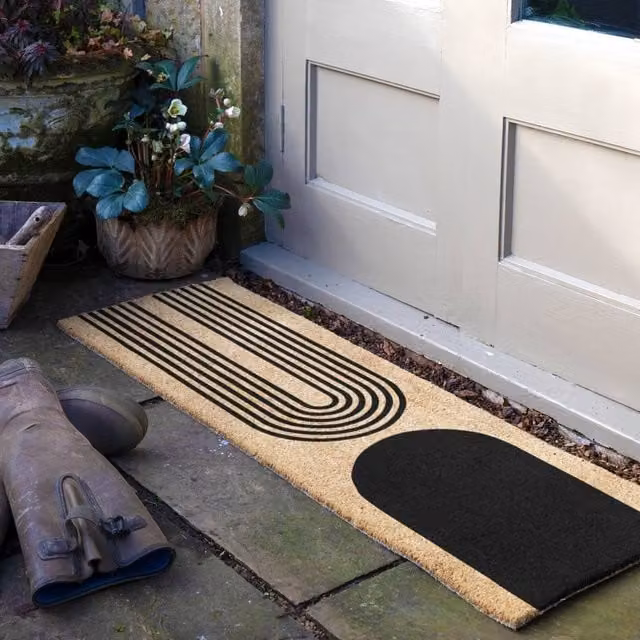 Artsy Mats Abstract Graphic Coir Doormat in Brown and Multicolour, W/D: 120 x 40 cm
