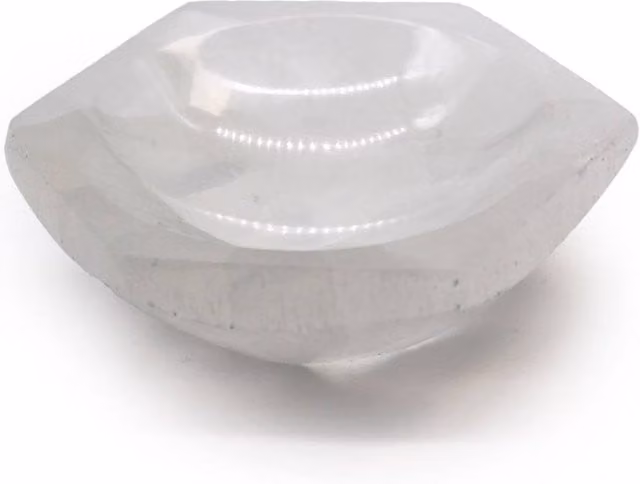 KDMD White Selenite Hexagonal Stone Bowl, Diameter: 10 cm – 1