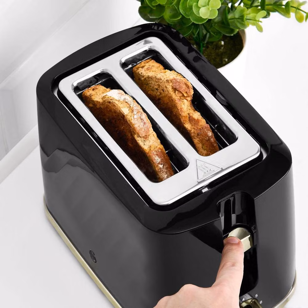 Swan Windsor 2 Slice Toaster in Black with Gunmetal Brass Trim, 900W, ST14071GBLK – 5
