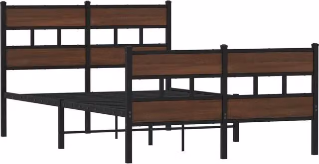 Berkfield Home Elegant Bed Frame with Headboard and Footboard in Brown, W/D/H: 120 x 190 cm – 1