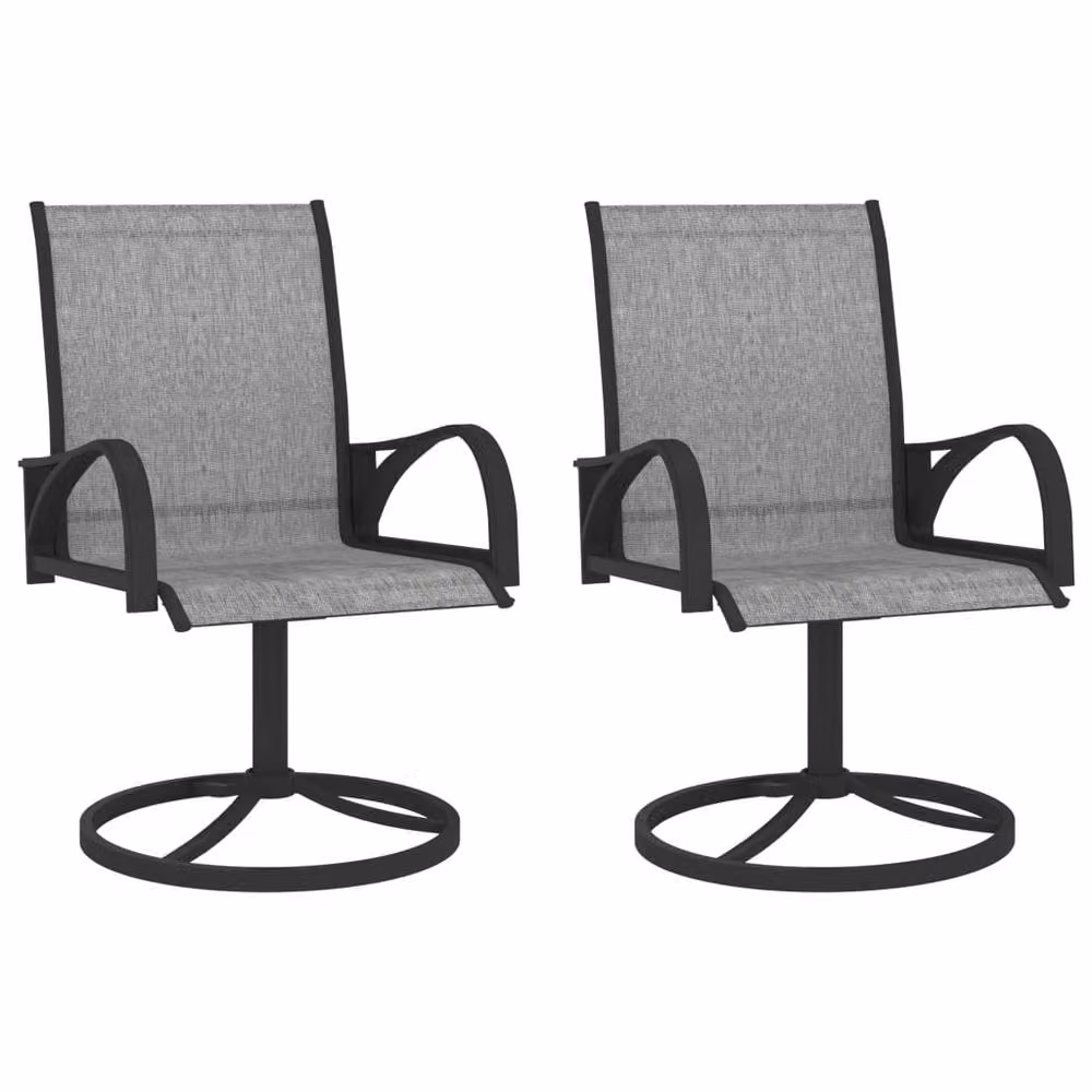 Berkfield Home Garden Swivel Chairs, Set of 2, Grey Textilene and Powder Coated Steel – 2