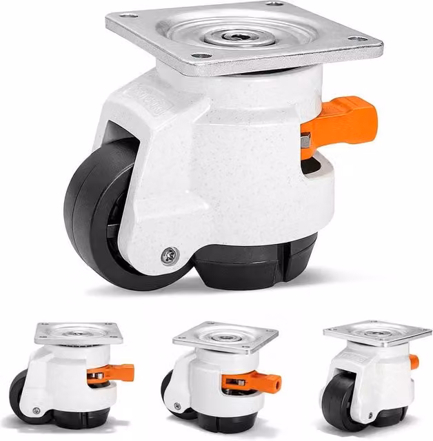 Havendro 4-Piece Heavy Duty Leveling Casters with Brake, 360 Degree Rotation, White – 1