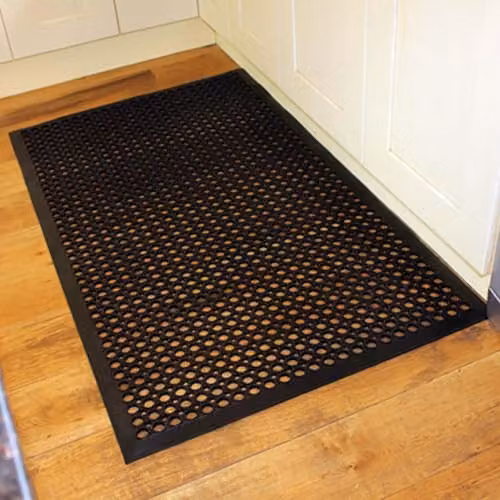Actiasmat Heavy Duty Industrial Rubber Floor Mat with Drainage Holes, Black, W: 150 cm, D: 150 cm, H: 8 cm – 7