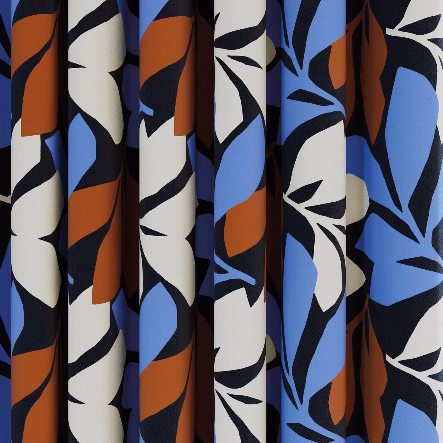 Helena Springfield Simply Scandi Otto Lined Floral Cotton Eyelet Curtains, Multicolour (Blue, Orange) W: 228.6 cm, H: 228.6 cm – 2