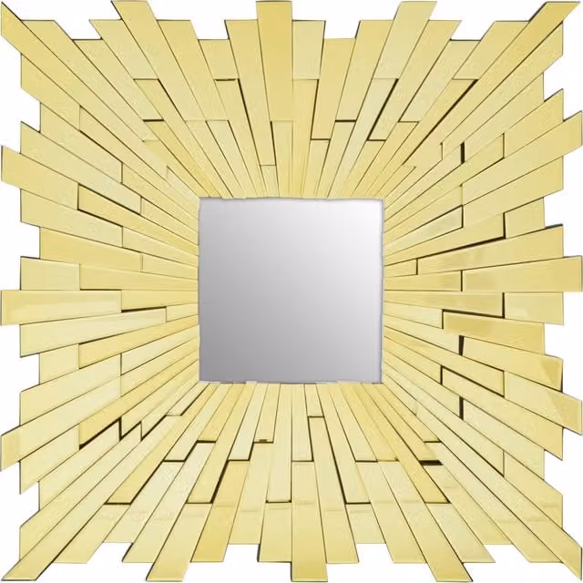 Orsina Large Square Wall Mirror in Gold with Reflective Tiled Border, 90 x 90 cm