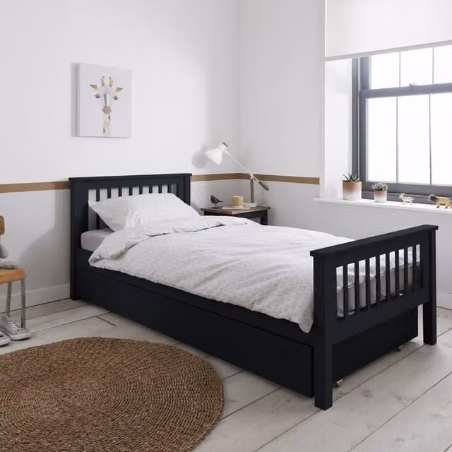 Noa and Nani Hampshire Single Bed with Trundle in Anthracite Grey