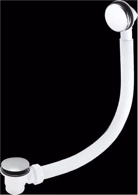 McAlpine Silver Chrome Plated Brass Combined Clicker Bath Waste and Overflow with Centre Pipe for Bathtubs, 1.5 inch