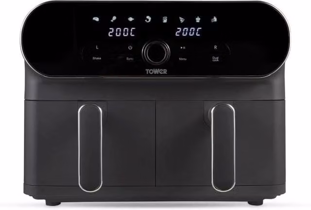Tower Dual Air Fryer 8-in-1 Vortex 10.4L with Dual Zone Technology, 1700W, Graphite Grey