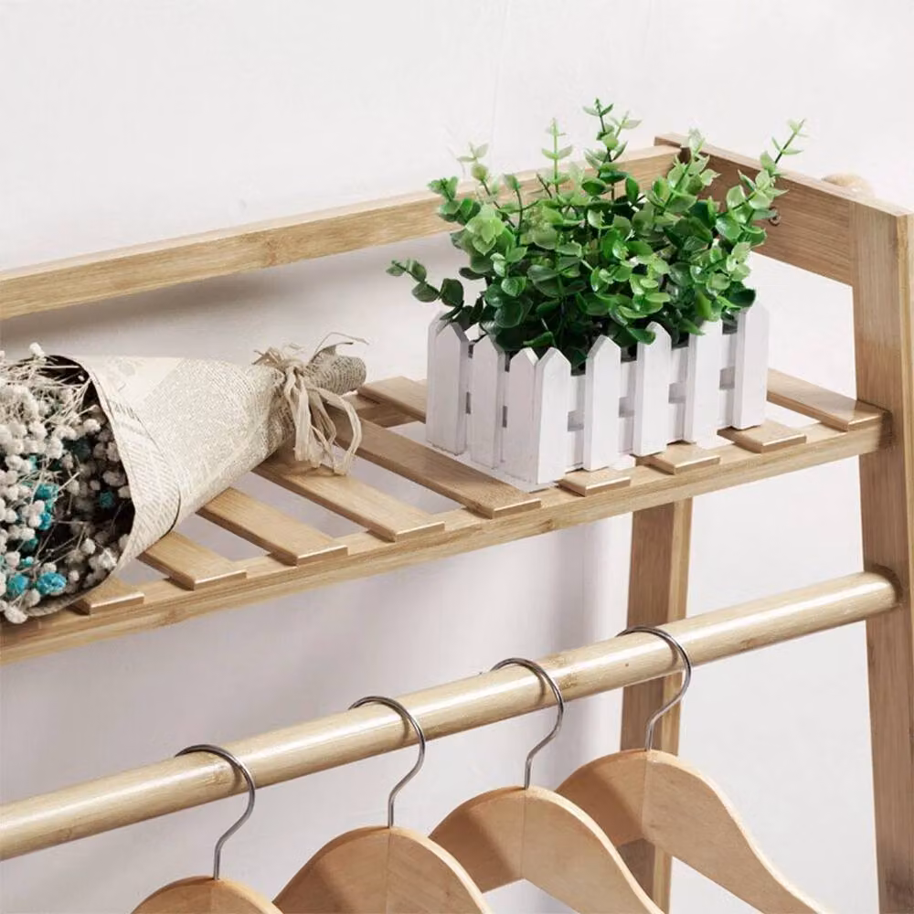 PAWNORA Classic Wooden Clothes Rail Rack in Brown, Width: 80 cm, Height: 140 cm – 3