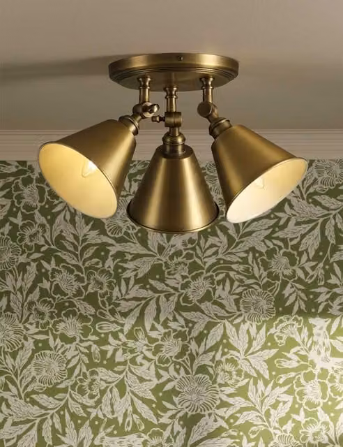 Joules Wollaton 3 Light Metal Plate Spotlight in Antique Brass