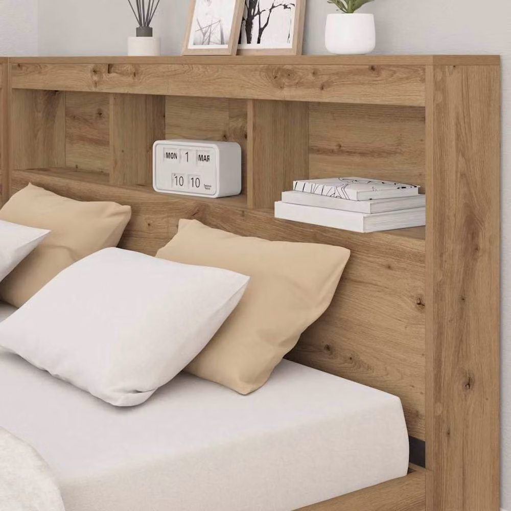 Berkfield Home Artisan Oak Storage Headboard with Shelf, Brown, Width: 160 cm – 4